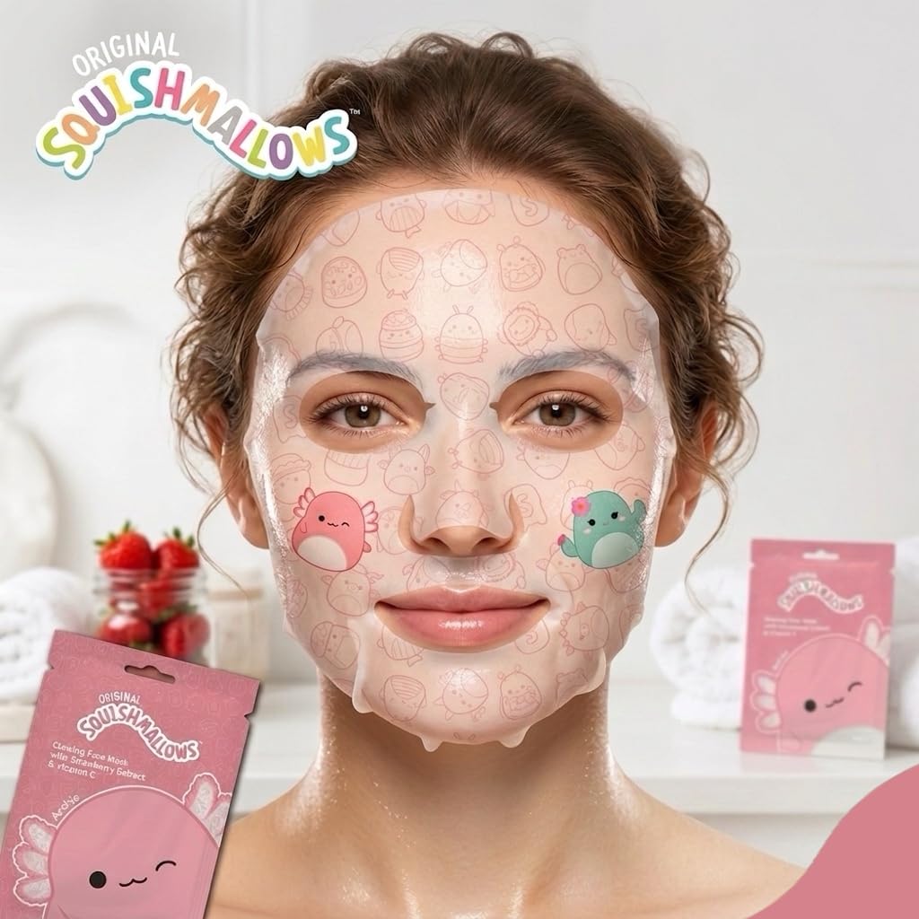 Squishmallows Face Sheet Mask Set – 5 Pack - Coconut, Strawberry